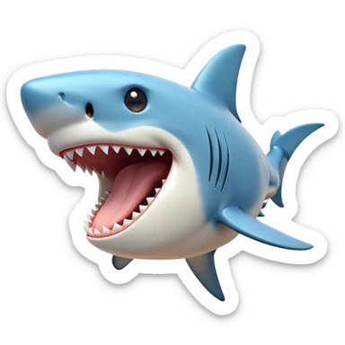 Cinematic Cute Yawning Shark Portrait Emoji, Head tilted slightly with a dramatic, wide-open yawn, showcasing a soft, streamlined body with gently drooping fins and eyes barely open in drowsy contentment, Simplified yet irresistibly adorable features, highly detailed, glowing with a soft, cozy glow, high shine, relaxed yet expressive, stylized with a touch of aquatic charm, bright and endearing, soft glowing outline, capturing the essence of a sleepy yet affectionate shark, so drowsy it feels like it could float right out of the screen and curl up for a nap! sticker