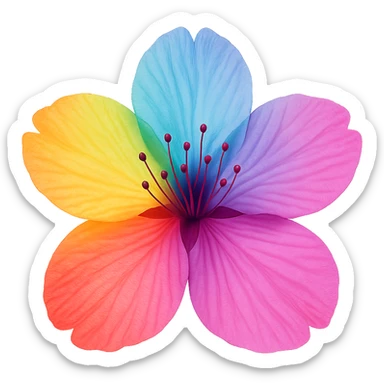 show  one rainbow cherry blossom without a stem , remove background sticker