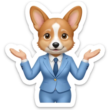 perrita caricatura gorgi gales ejecutiva con ropa celeste claro mujer tipo entrevistadora sticker