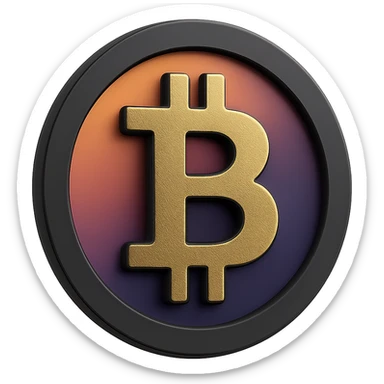 bitcoin,  warm palette in yellow, orange, purple, violet gradient tones, dark solid bg sticker