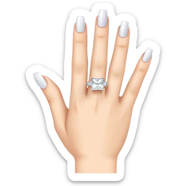 Princess cut silver ring sticker