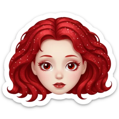 red glitter girl with eyes lying on the floor sticker