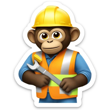 monkey working construction  sticker