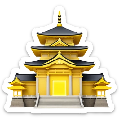 Japan Temple with yellow glowing entrance without background sticker