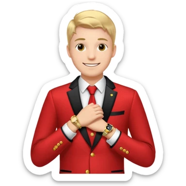 man  in red holiday new year suit sticker