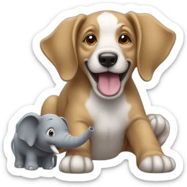 A dog launging on elephant  sticker