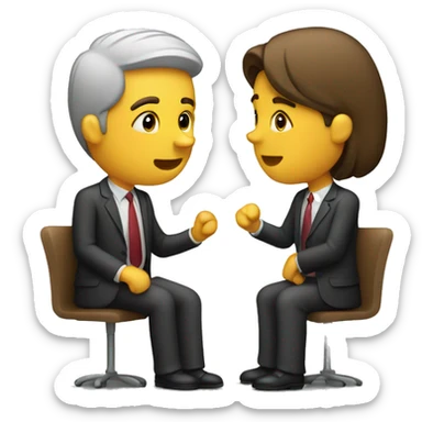 2 people talking job interview semi casual sticker