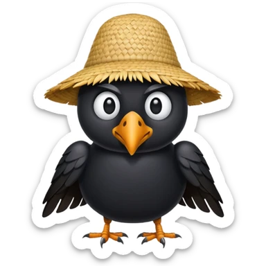straw crow sticker