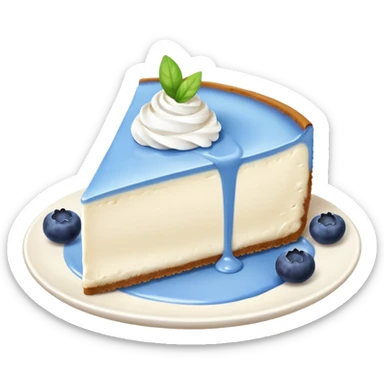 one slice of cheesecake with blue cream on top and blueberries without a plate sticker