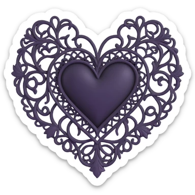 white goth heart with black gothic lace, ornate sticker