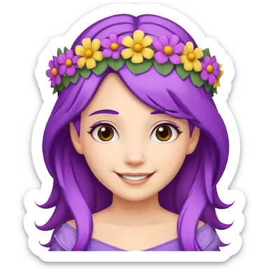 Princesses with Flower Crown in Purple Hair sticker
