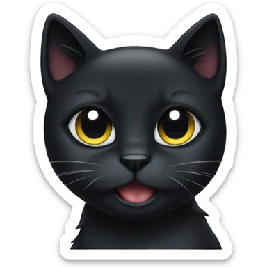 Black cat crying emoji sticker