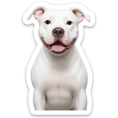 White pitbull on top of white beluga whale sticker