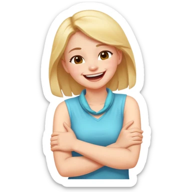 Girl arms a crossed the neck while laughing  sticker