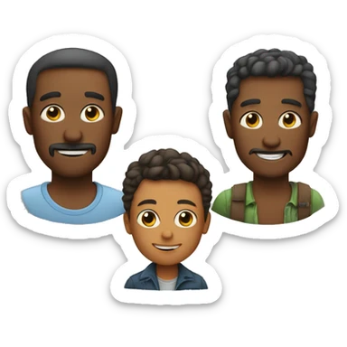 A couple of men with children sticker