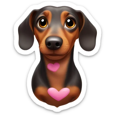Weiner dog with hearts floating around head sticker