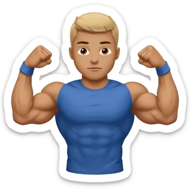 A person showing off their big muscles with their sleeve shirt as they wear a t shirt sticker