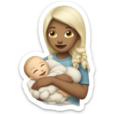 little white girl with baby son plushy sticker