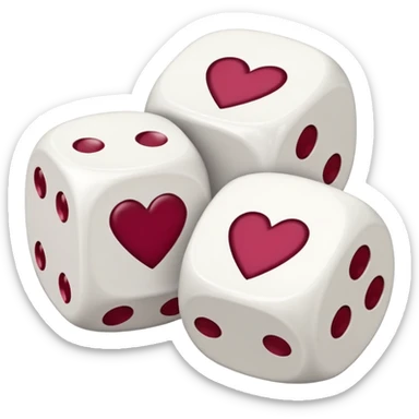 two dices in with burgundy heart details sticker