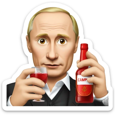 putin drinking a bottle of Campari  sticker