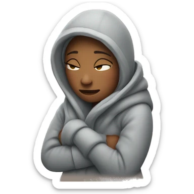 women who is very cold hugging herself to warm sticker