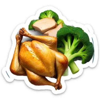 Roasted chicken and broccoli on a plate sticker