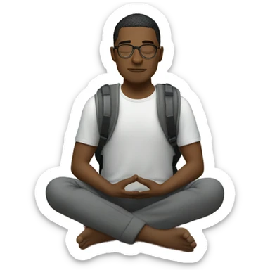 vacation in a circle withsomeone meditating at home laptop sticking out backpack sticker