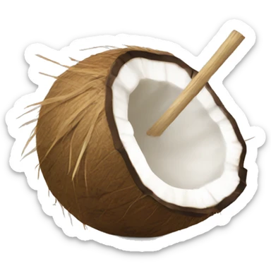 Coconut with straw for coconut water sticker