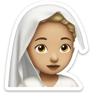 Light skin girl praying with eyes closed and lace white veil  sticker