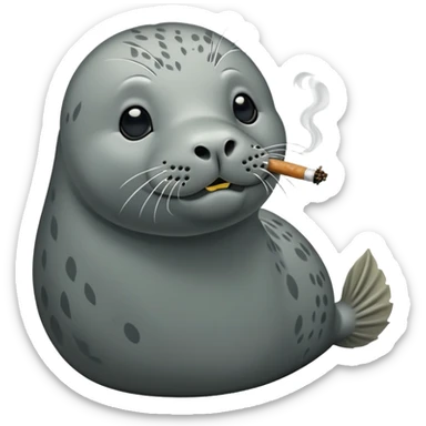 Grey seal Smoking weeds sticker