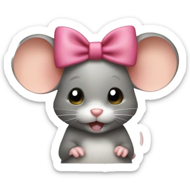 a little mouse with a bow on its head sticker