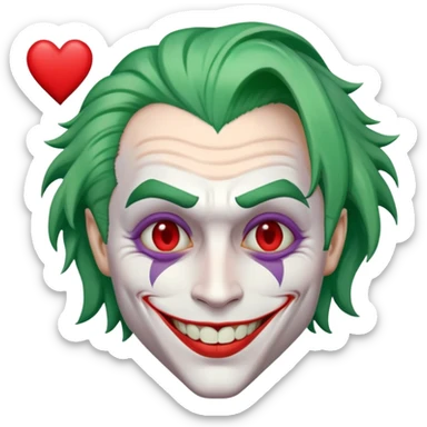 The Joker villain with a heart surrounding him sticker