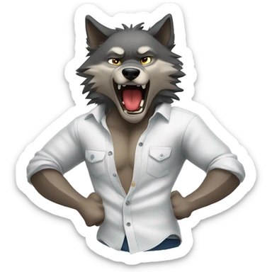 wolf tearing his shirt apart sticker