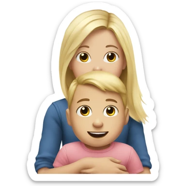 Blonde Girl with baby brother sticker