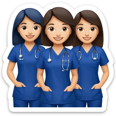 Latinas friends with navy blue scrubs  sticker