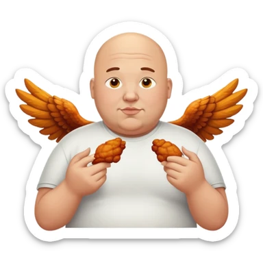 Fat bald man eating wings sticker