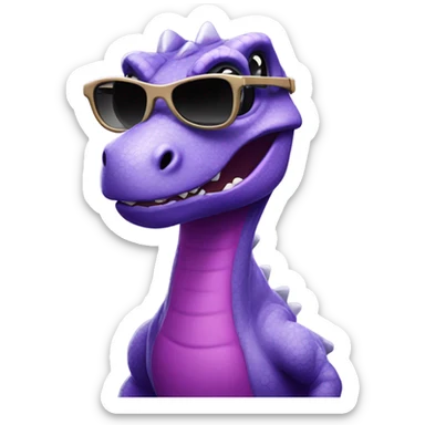 Purple dinosaur wearing sunglasses sticker
