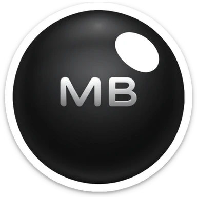 Black Ball with MB written on it sticker
