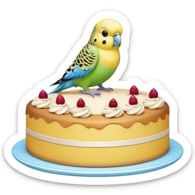 budgie and a cake sticker