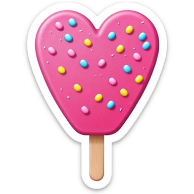 heart-shaped popsicle with sprinkles sticker