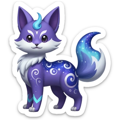 Nebula Celestial Lunar Starry Galactical Stellar Buizel-Minccino-Purrloin-Lunala-Meowstic-hybrid-fusion-creature (full body) sticker