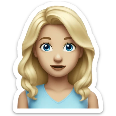 blonde girl portrait with blue eyes looking forward sticker