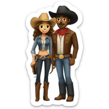 Cowboy and cowgirl making music sticker