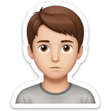 focused gaze of a boy brown hair sticker