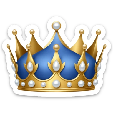 blue crown with 4 pearls sticker