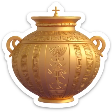 ancient golden Anunnaki vessel submerged decorated with ancient symbols and carvings sticker