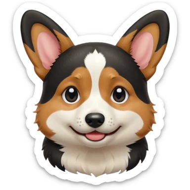 black tricolor corgi with no tail and crying sticker