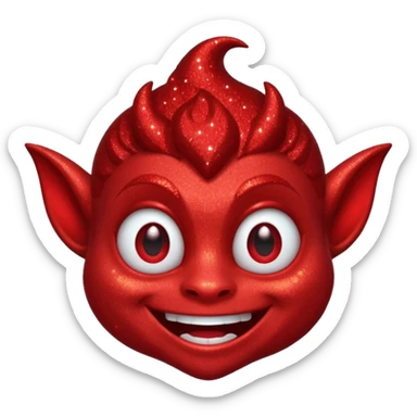 red glitter smilling imp sticker