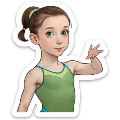 Gymnast age 10 brown hair and blue eyes and pale skin sticker