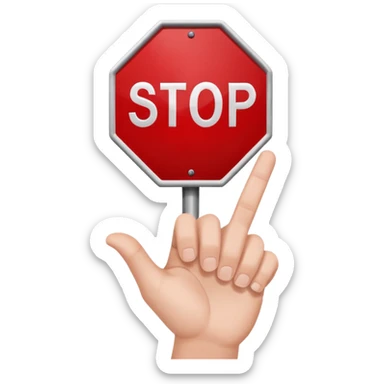 a hand saing no to something, witth a stop singh sticker